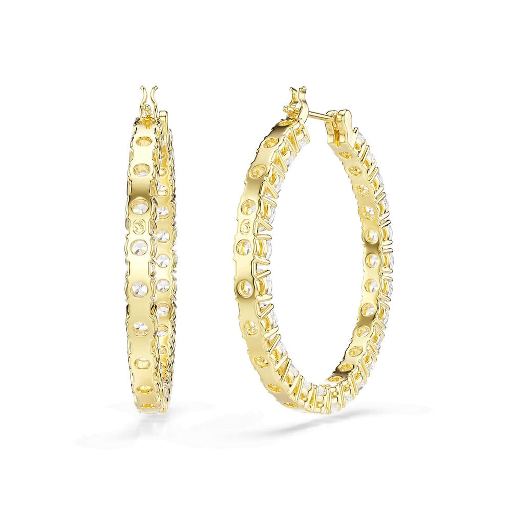 Swarovski Matrix Cubic Zirconia 18ct Yellow Gold Finished Hoop Earrings