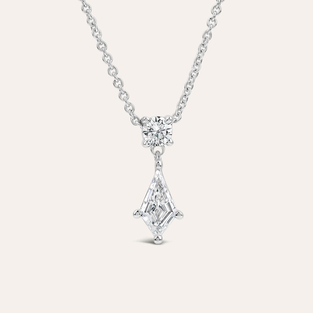 Born Classic 9ct White Gold Lab Grown 0.50ct Kite Shape & Round Brilliant Diamond Pendant