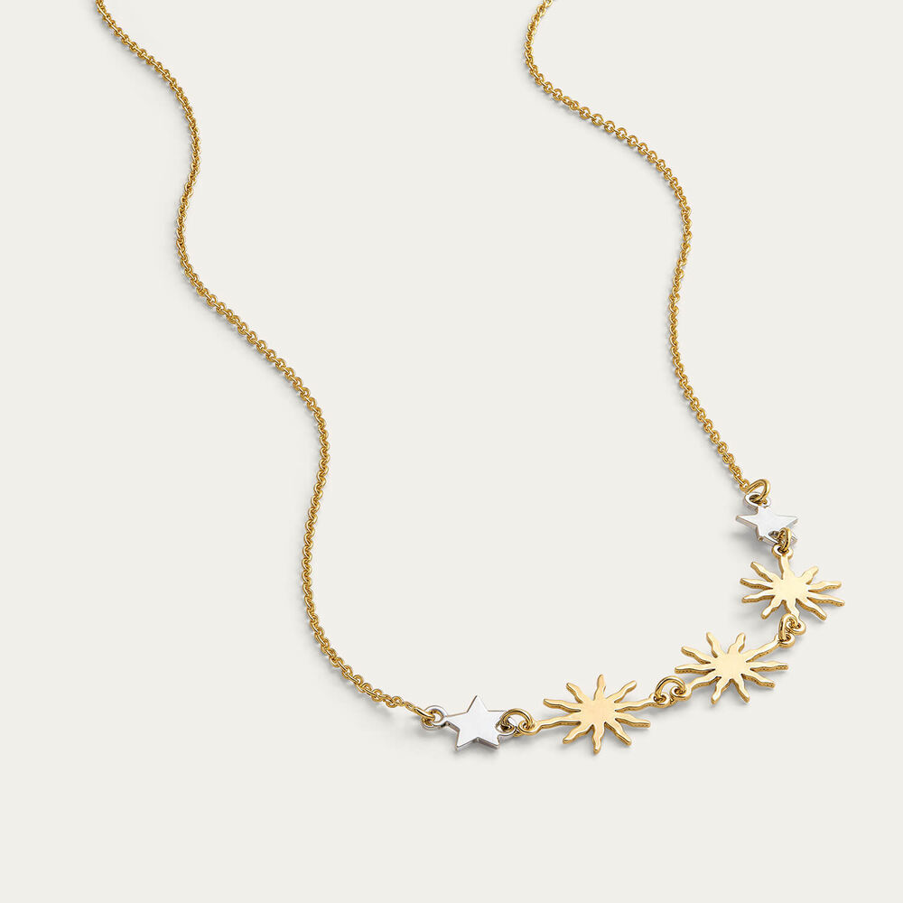 9ct Yellow & White Gold Sun & Star Necklet