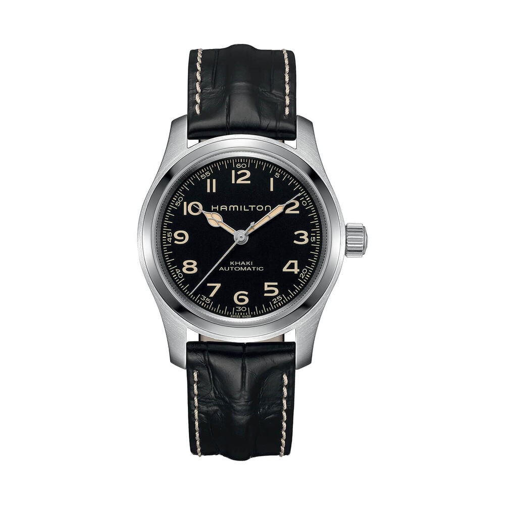 Hamilton Khaki Field Murph Auto 42mm Black Dial Leather Strap & Steel Bracelet Bundle Watch