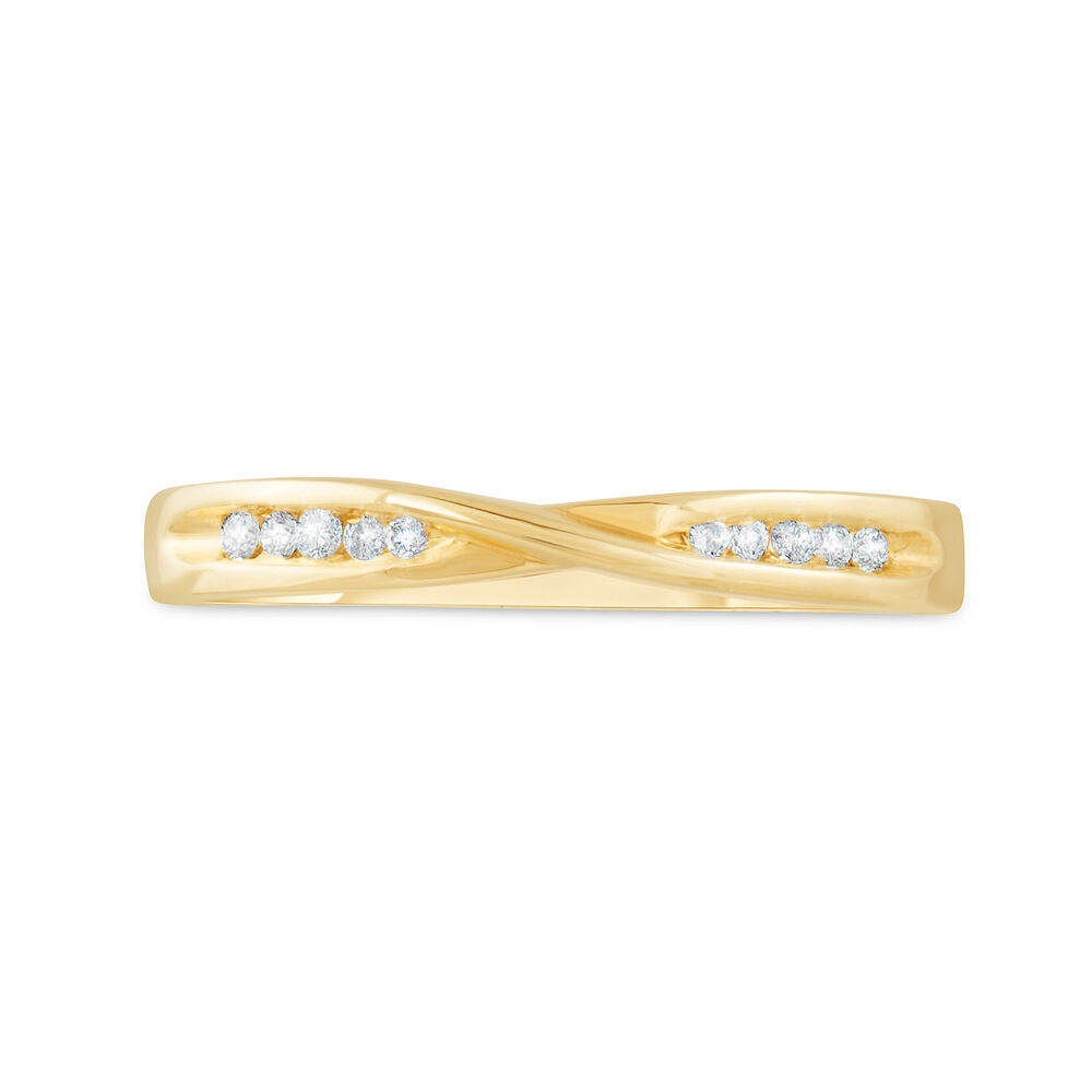 9ct Yellow Gold Shaped Diamond 3mm Wedding Ring image number 1