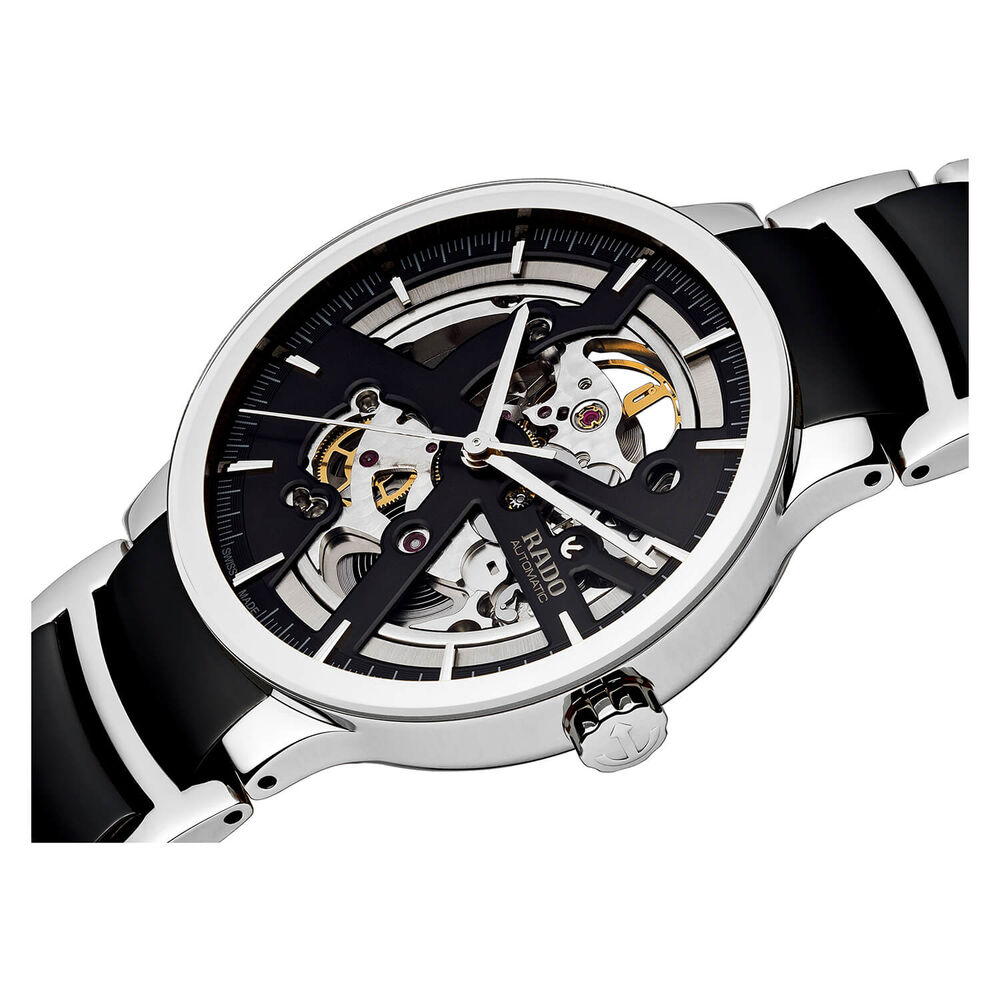 Rado Centrix Automatic Skeleton Men's Black Ceramic and Stainless Steel Watch image number 1