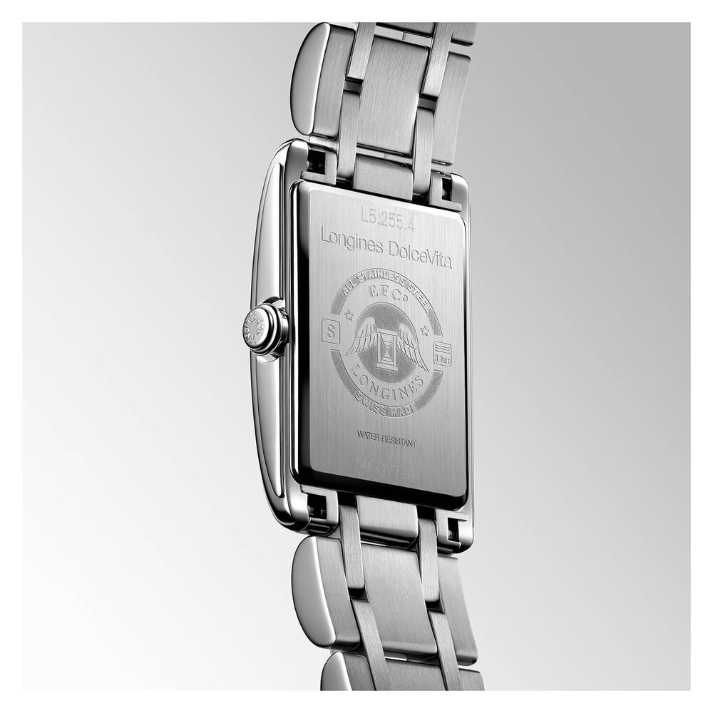 Longines DolceVita ladies' diamond dot mother of pearl dial stainless steel bracelet watch image number 4