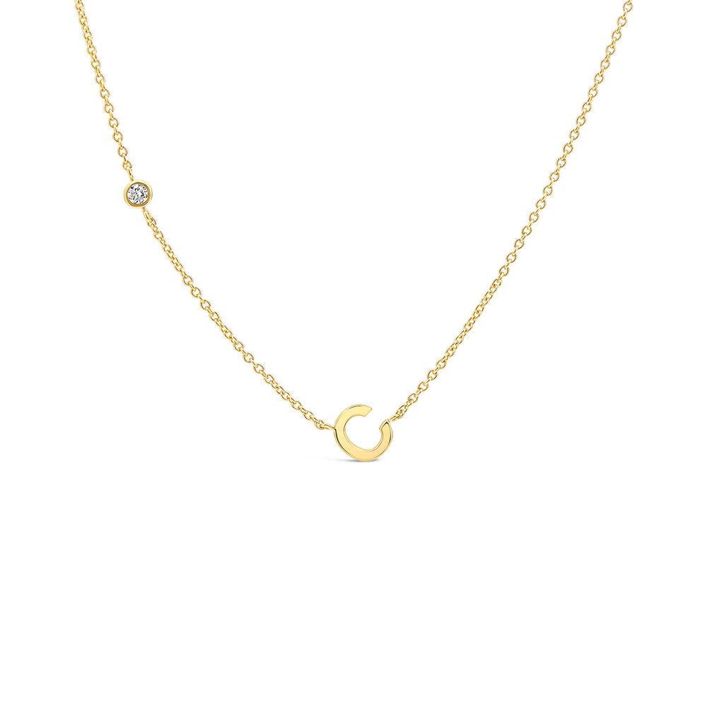 Sterling Silver Yellow Gold Plated 0.06ct Lab Grown Diamond Initial C Necklet