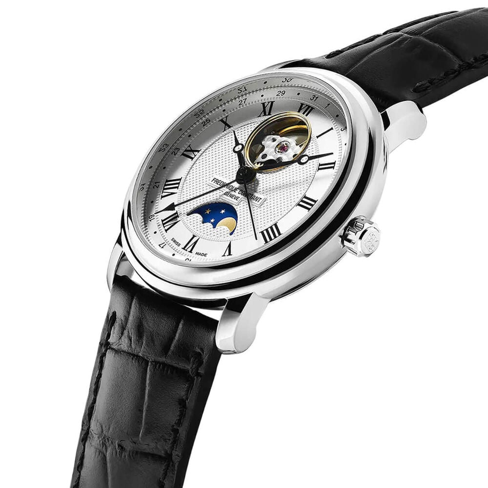Frederique Constant Classics Heart Beat Moonphase Date 40mm Silver Dial Leather Strap Watch image number 1