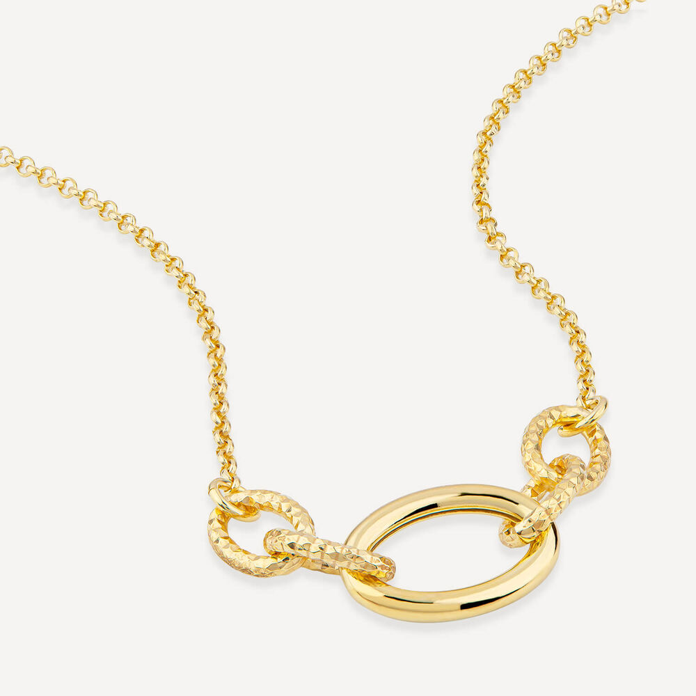 Yellow Gold Plated Sterling Silver Diamond Cut & Polished Link Necklet image number 2