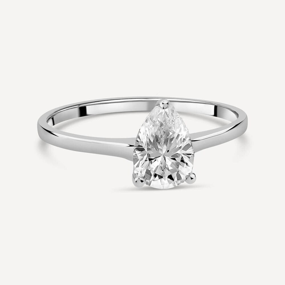 9ct White Gold Pear Cubic Zirconia Promise Ring image number 2