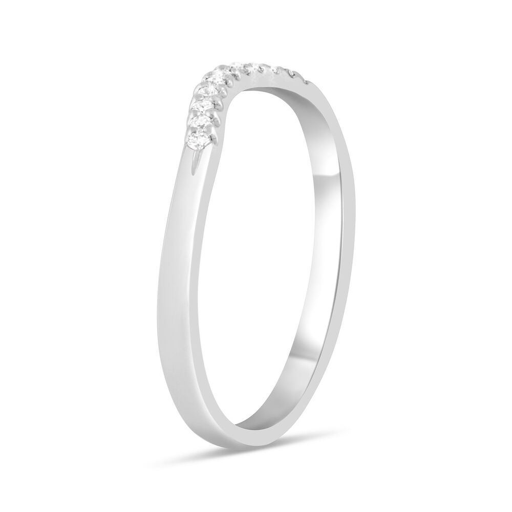 9ct White Gold Diamond Curved 2mm Wedding Band image number 3