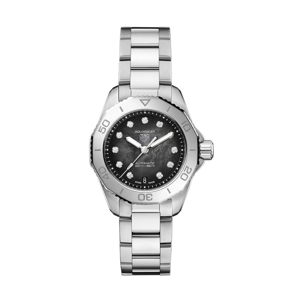 Pre-Owned TAG Heuer Aquaracer Professional 200 Date 30mm Black Diamond Dial Bracelet Watch