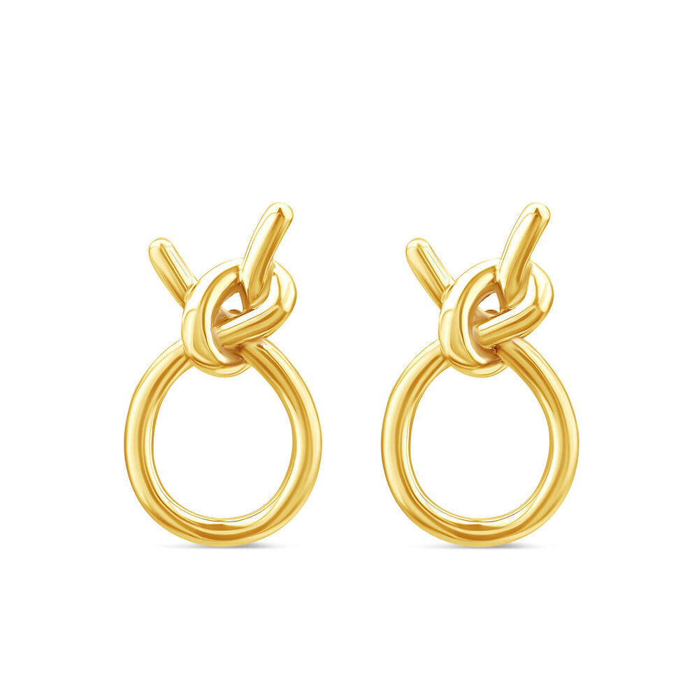 9ct Yellow Gold Open Knot Stud Earrings image number 0