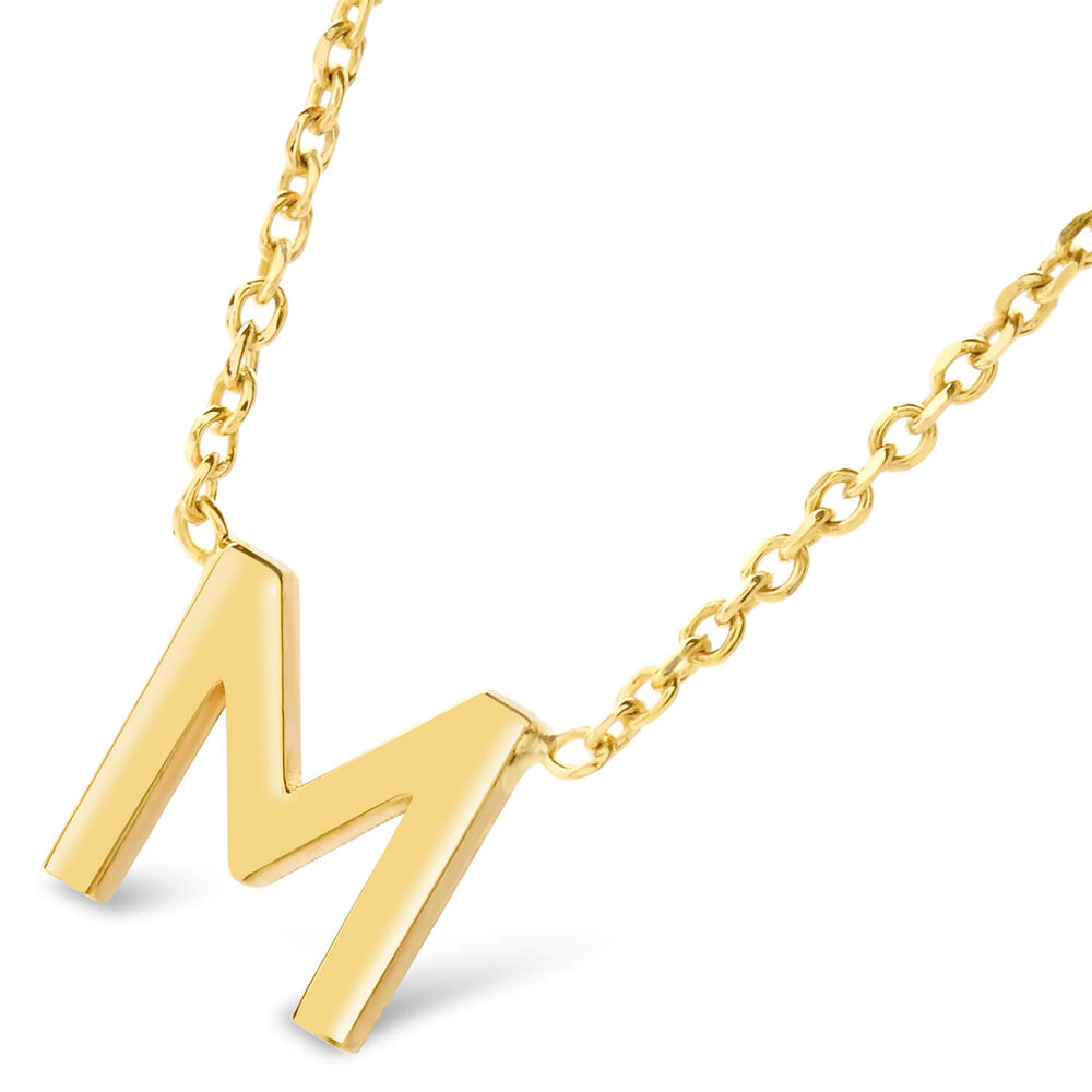 9 Carat Yellow Gold Petite Initial M Necklet