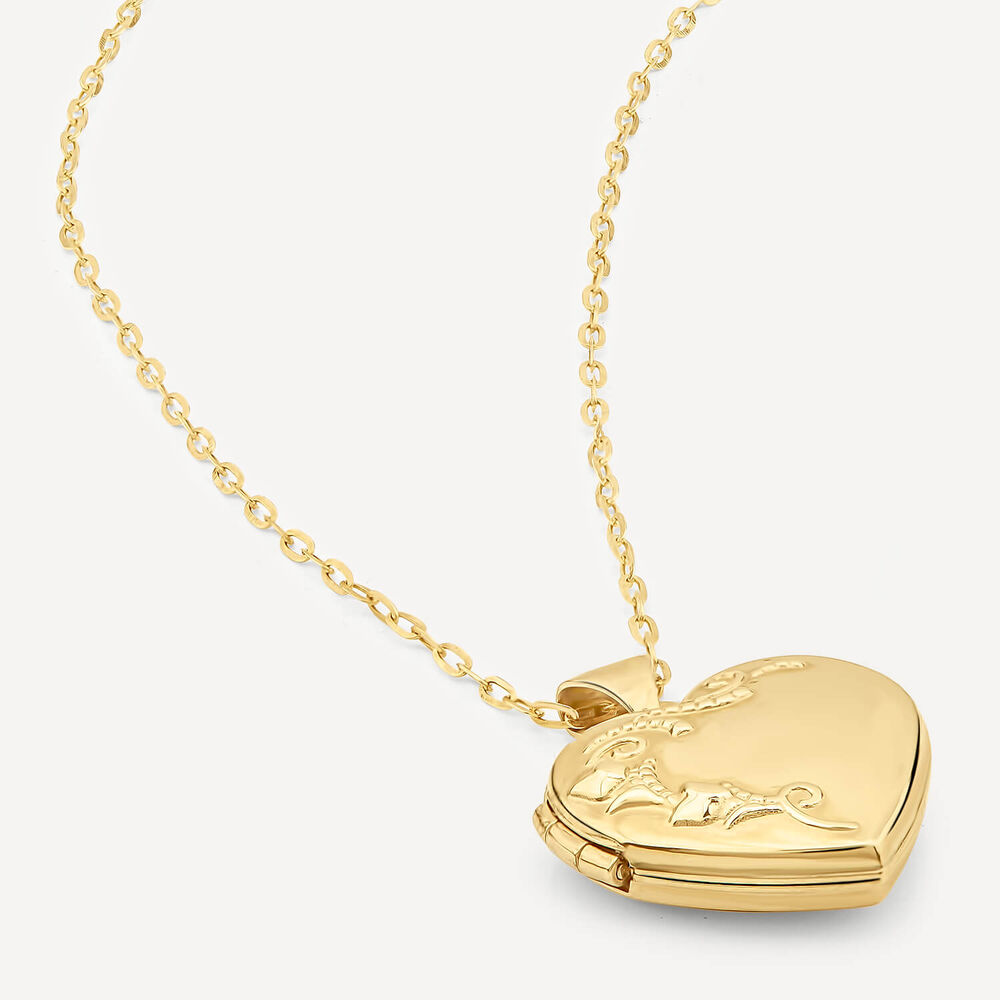9ct Yellow Gold Heart Flowers Locket (Chain Included) image number 4