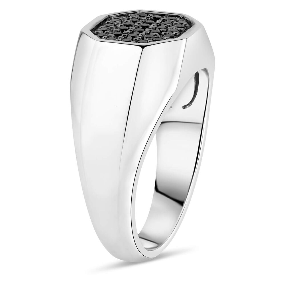 Sterling Silver Rhodium Plated 3.7mm Octagonal Men's Ring image number 3