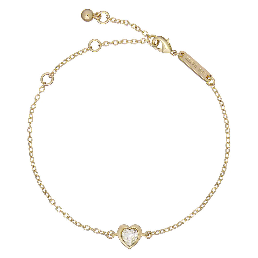 Ted Baker Hansa Yellow Gold Toned Crystal Heart Bracelet image number 0