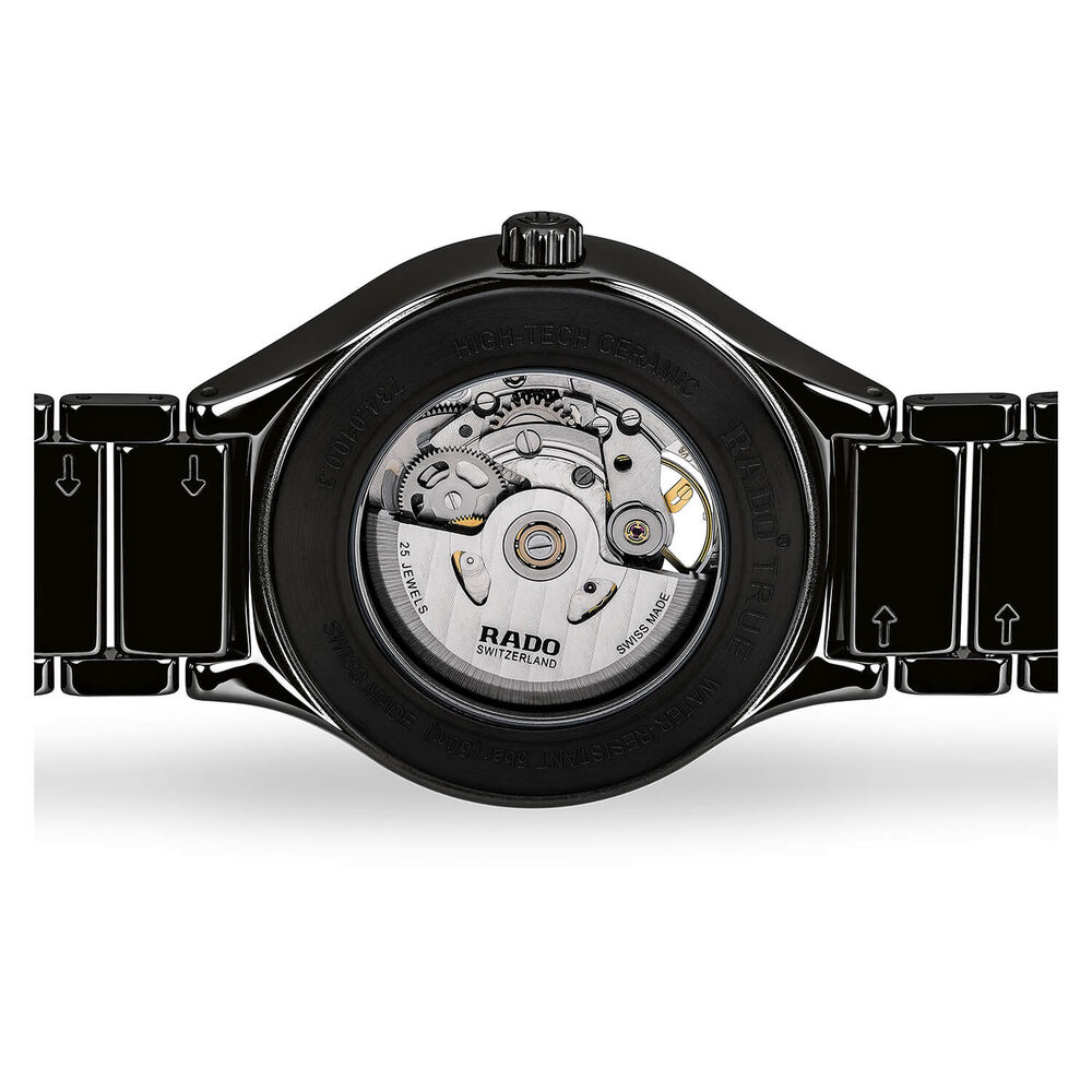 Rado True Automatic Skeleton Black & Rose Dial Black Ceramic Bracelet Watch image number 2