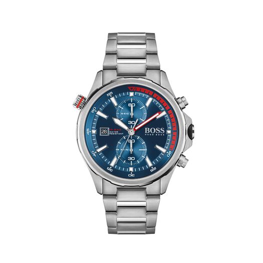 Hugo Boss Globetrotter 46mm Blue Dial Chronograph Steel Case Bracelet Watch