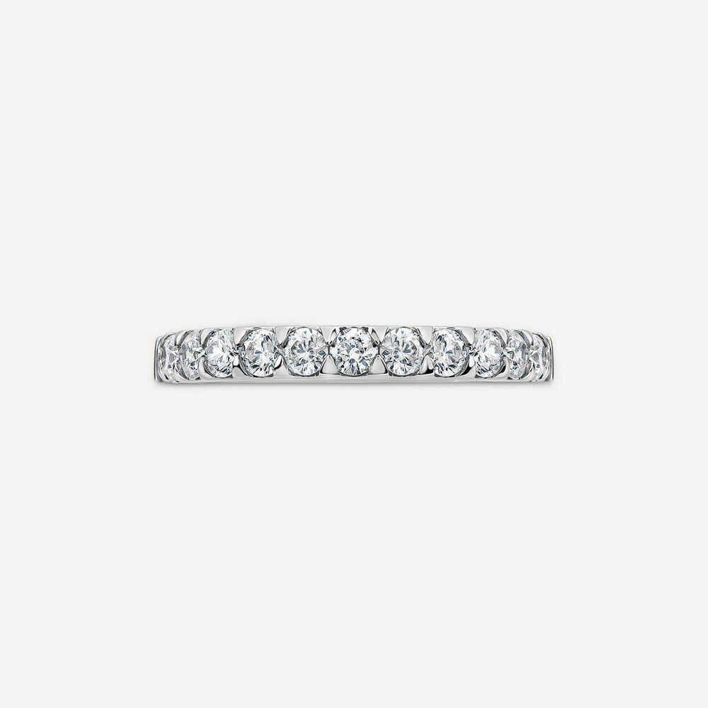 9ct White Gold 2.5mm 0.45ct Diamond Triangle Claw Wedding Ring