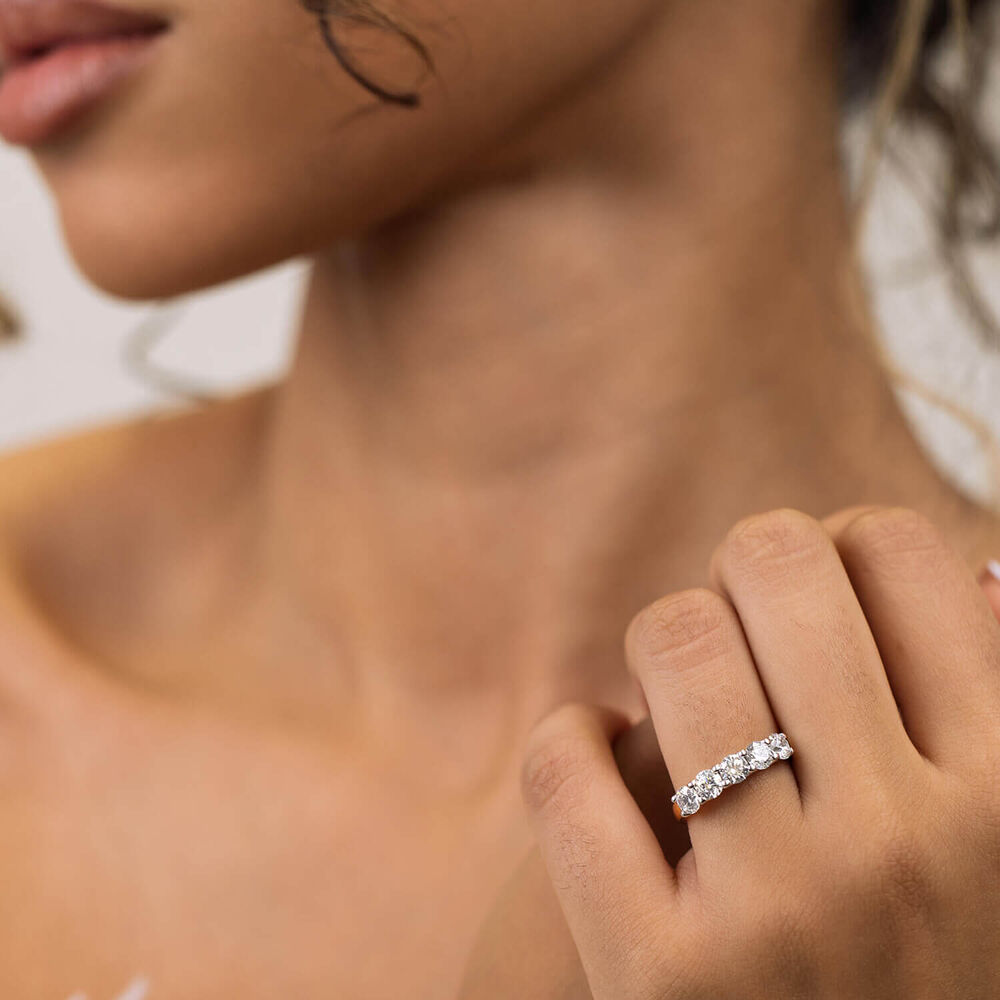 Born 18ct Yellow Gold 1.50ct Lab Grown 5 Stone Half Eternity Diamond Ring