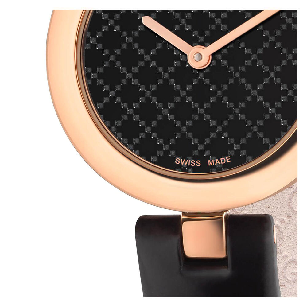 Gucci Diamantissima Ladies' Rose Gold-tone and Black Leather Strap Watch image number 10