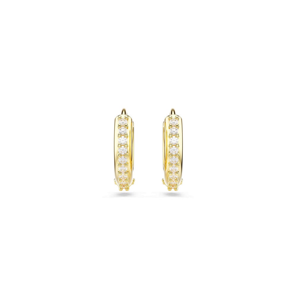 Swarovski Matrix Cubic Zirconia 18ct Yellow Gold Finished Mini Hoop Earrings