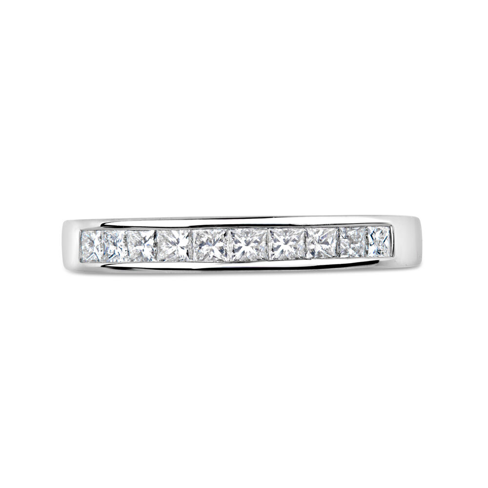 18ct white gold 0.50 carat princess cut diamond eternity ring image number 1