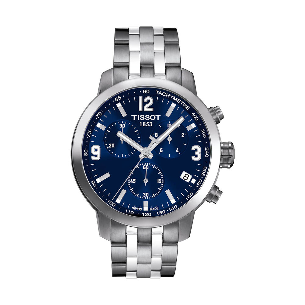 Pre-Owned Tissot PRC 200 Chronograph 42mm Blue Dial Steel Bracelet Watch image number 0