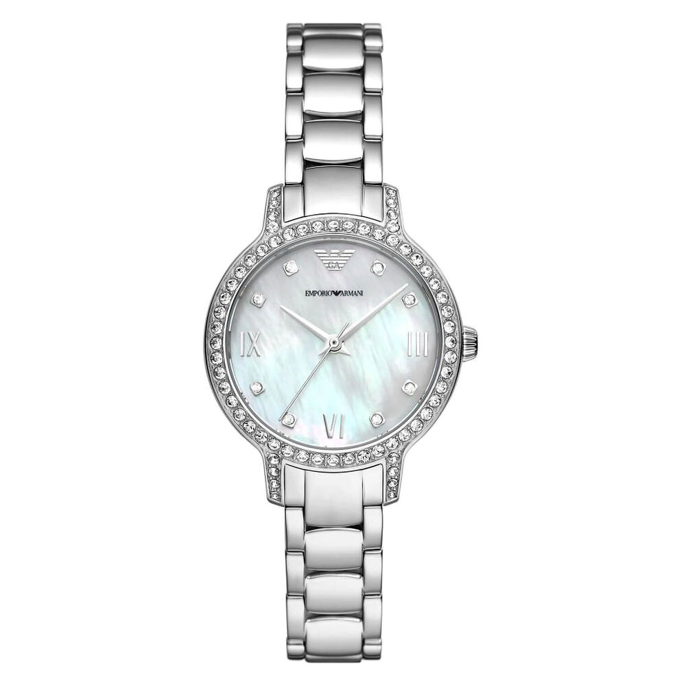 Armani Cleo 32mm Cubic Zirconia MOP Dial Bracelet Watch