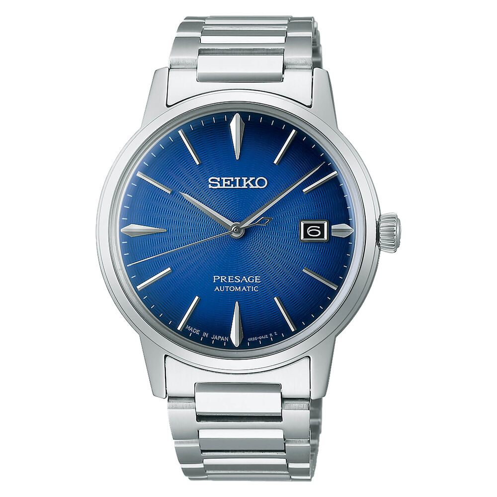 Seiko Presage Cocktail Time "The Aviation" 39.5mm Blue Dial Steel Bracelet Watch image number 0