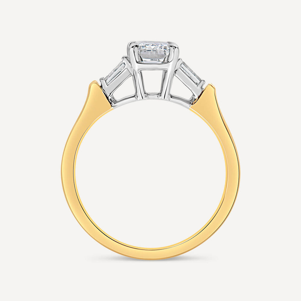 Born 18ct Yellow Gold 1.38ct Lab Grown  Emerald Cut & Baguette Diamond Sides Ring