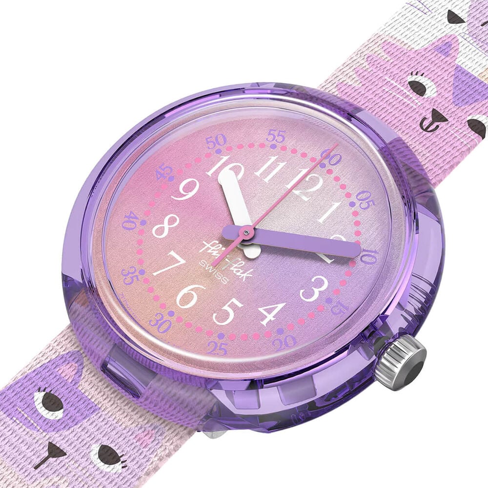 FLIK FLAK Cutie Kitty 31.85mm Purple Dial Quartz Kids Watch image number 2