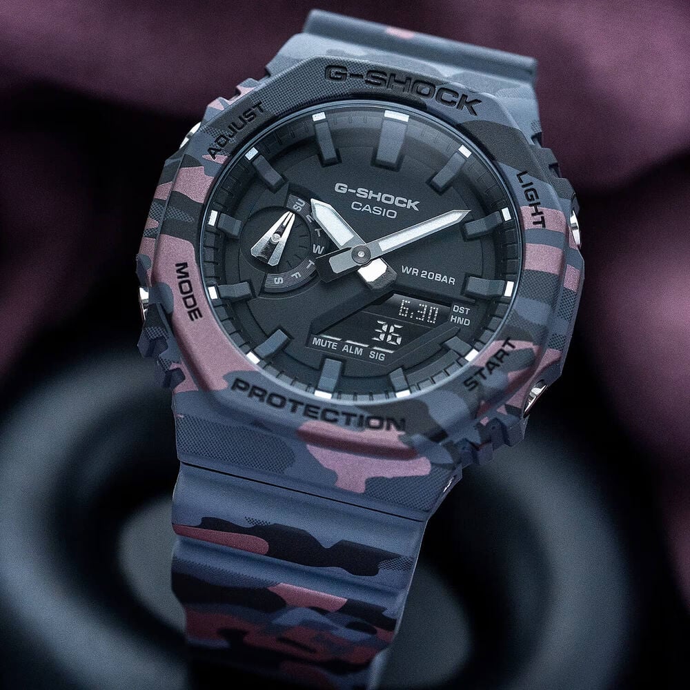 G-SHOCK GA-2100 Series 48.5x45.4mm Black Analogue & Digital Display Camouflage Strap Watch