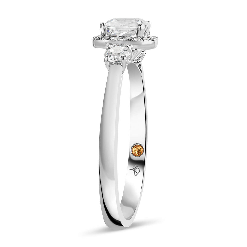 Northern Star 0.80ct Cushion Halo Diamond Side Stones 18ct White Gold Ring image number 3