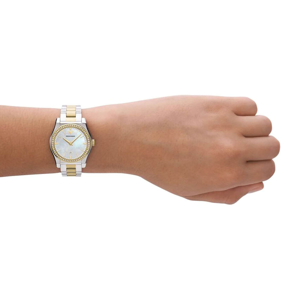 Emporio Armani Mia 32mm MOP Dial Yellow Gold Steel Bracelet Watch image number 3