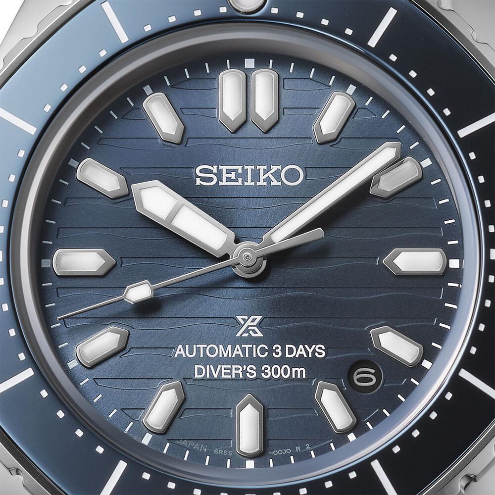 Seiko Prospex 300m Diver’s 41.3mm Coastline-Cobalt Dial Stainless Steel Bracelet Watch image number 1