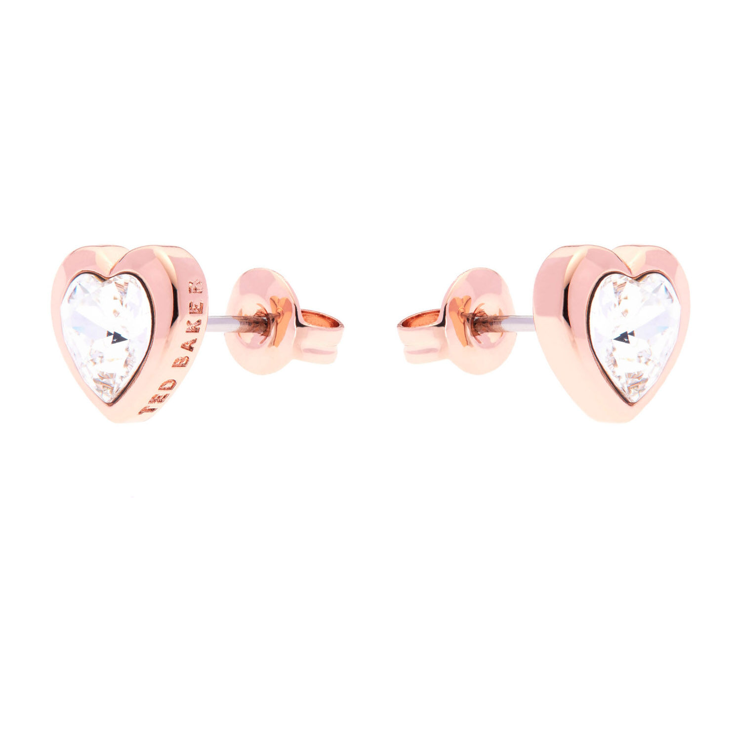 Ted Baker Rose Gold Plated Cubic Zirconia Heart Earrings