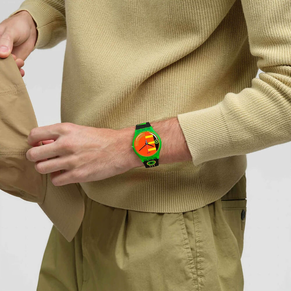 Swatch Neon Rider 41mm Multi-Coloured Dial Silicone Strap Watch image number 4