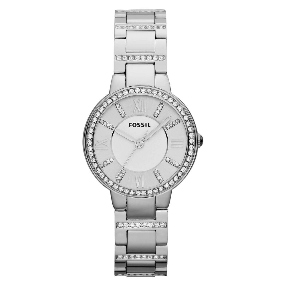 Fossil Virginia ladies' stone-set stainless steel bracelet watch