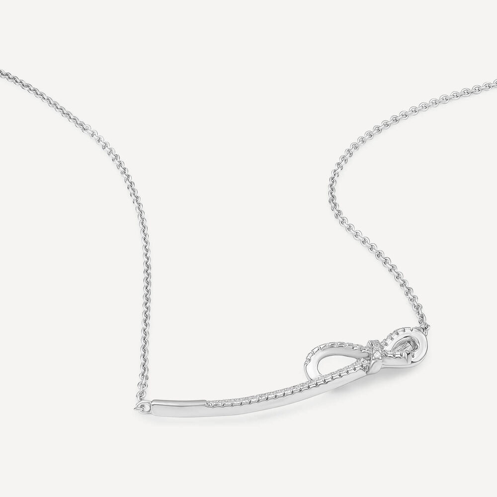 Sterling Silver Cubic Zirconia Bow Hammock Necklet image number 2