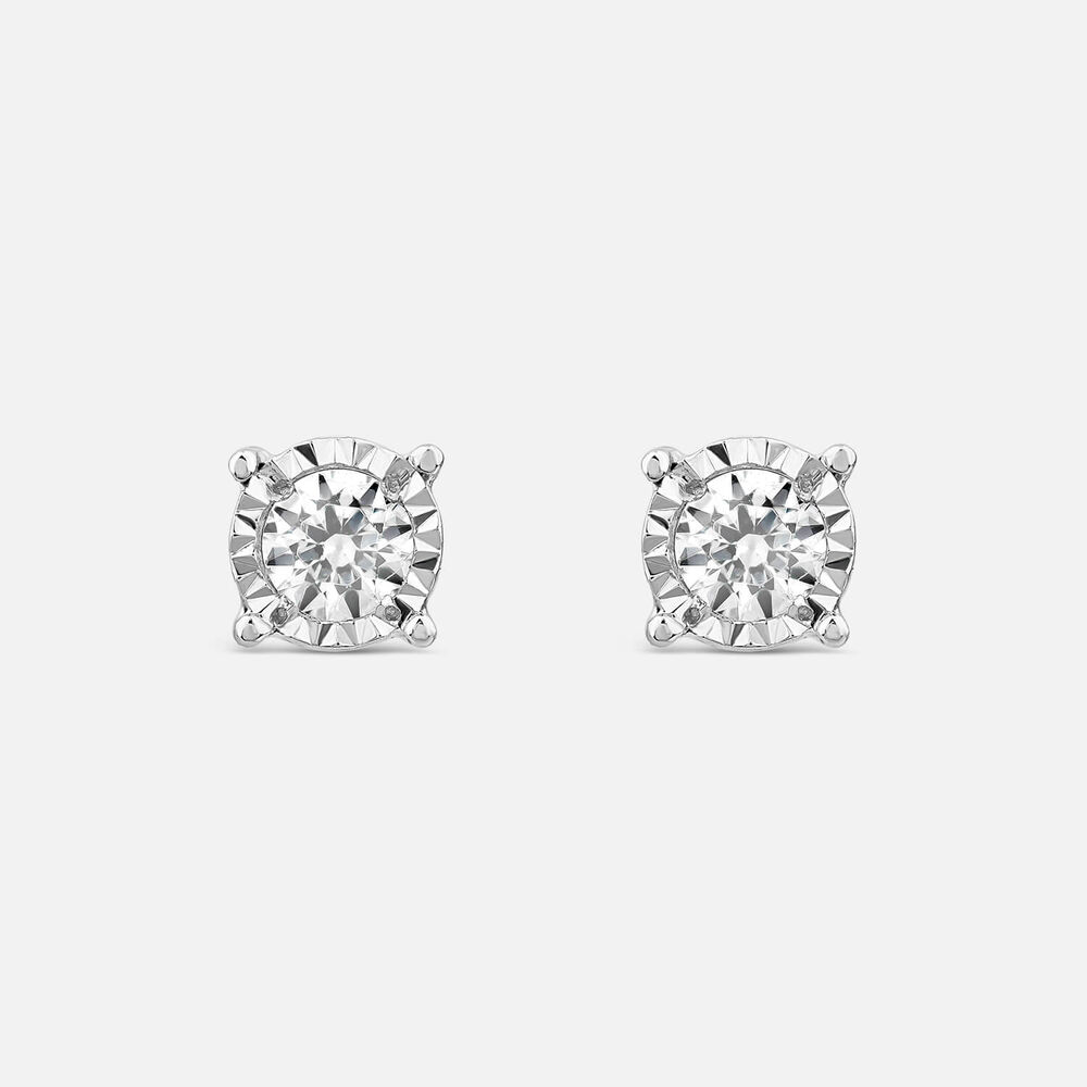 9ct White Gold 0.12ct Diamond Solitaire Stud Earrings