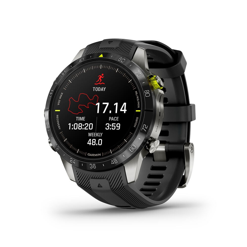 Garmin MARQ&reg; Athlete (Gen 2) 46mm Titanium Case Black Bezel Rubber Strap Watch
