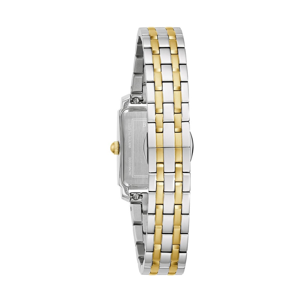 Bulova Sutton 21x33mm Mother of Pearl Dial Diamond Dots Two Tone Steel Bracelet Watch image number 1