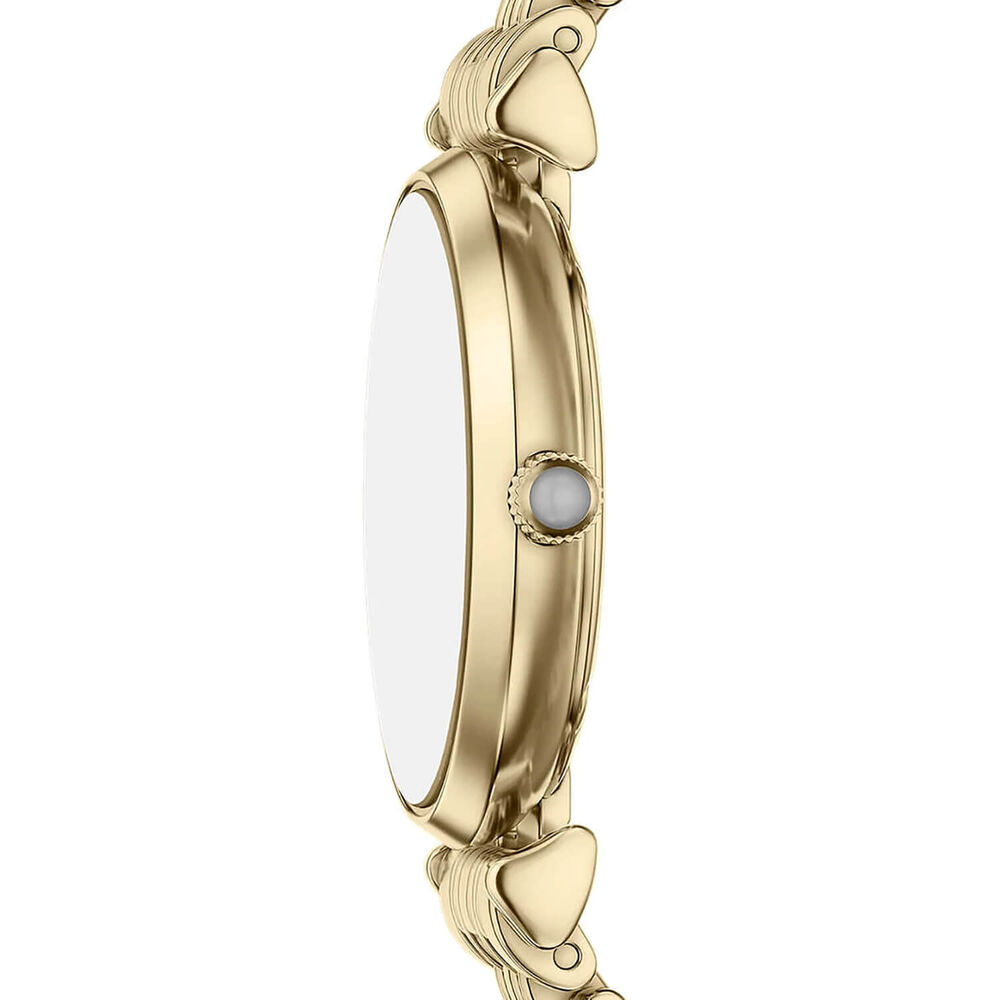 Emporio Armani Gianni T-Bar 32mm Beige Gold Dial Yellow Gold Tone Steel Bracelet Watch