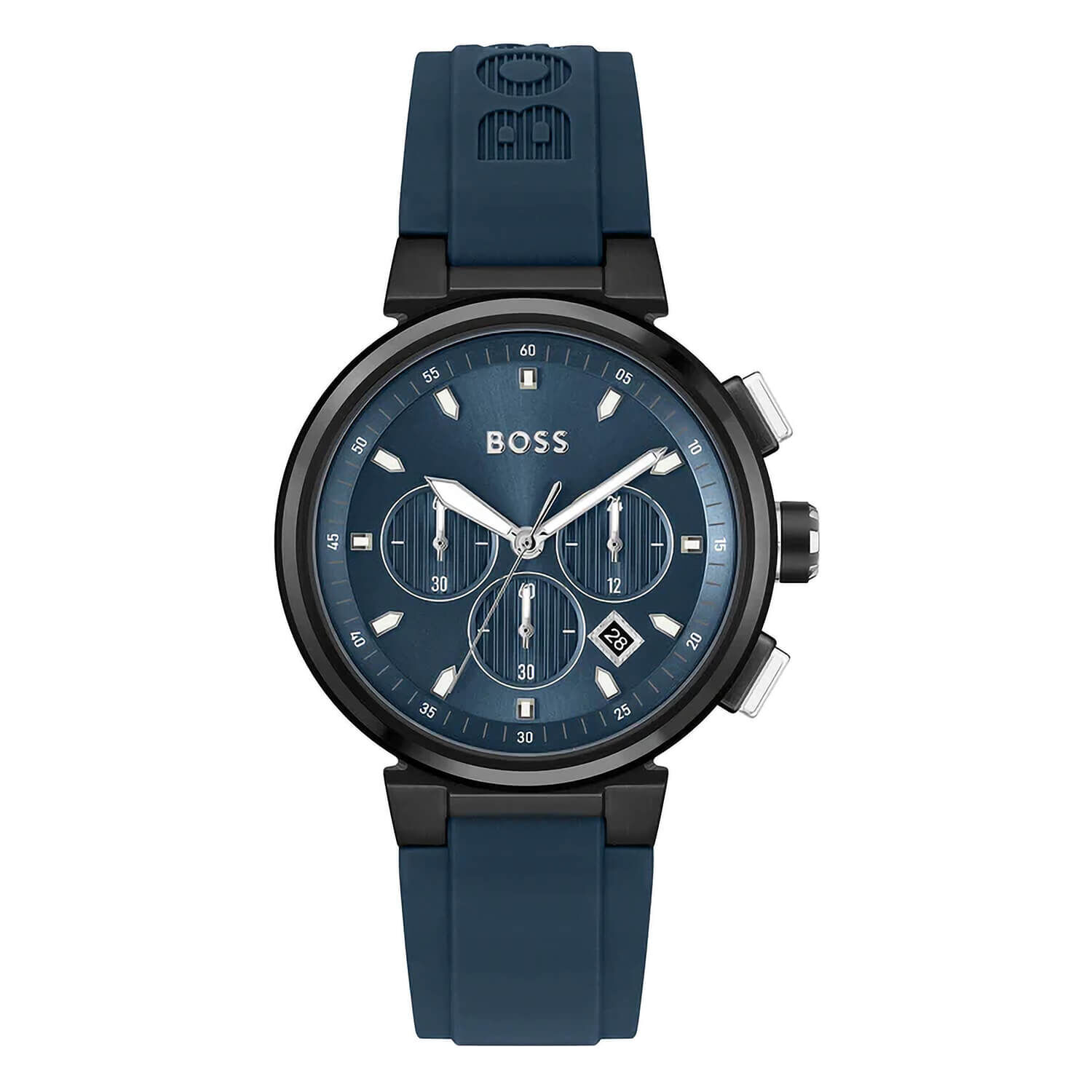 BOSS One 44mm Blue Dial Blue Rubber Strap Watch