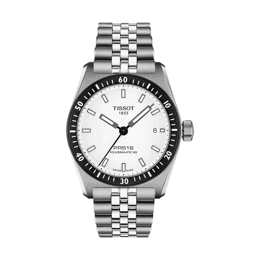 Tissot PR516 Powermatic 80 38mm White Dial Steel Bracelet Watch image number 0