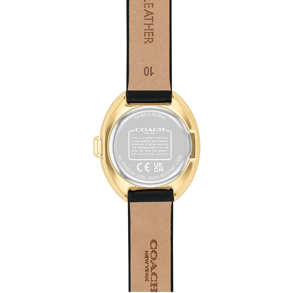 Coach Sammy 22mm Black Dial Gold Tone Case Leather Strap Watch