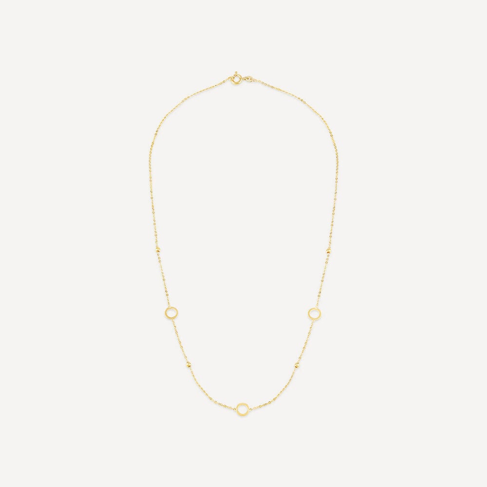 9ct Yellow Gold Circle & Bead 18inch Necklet image number 2