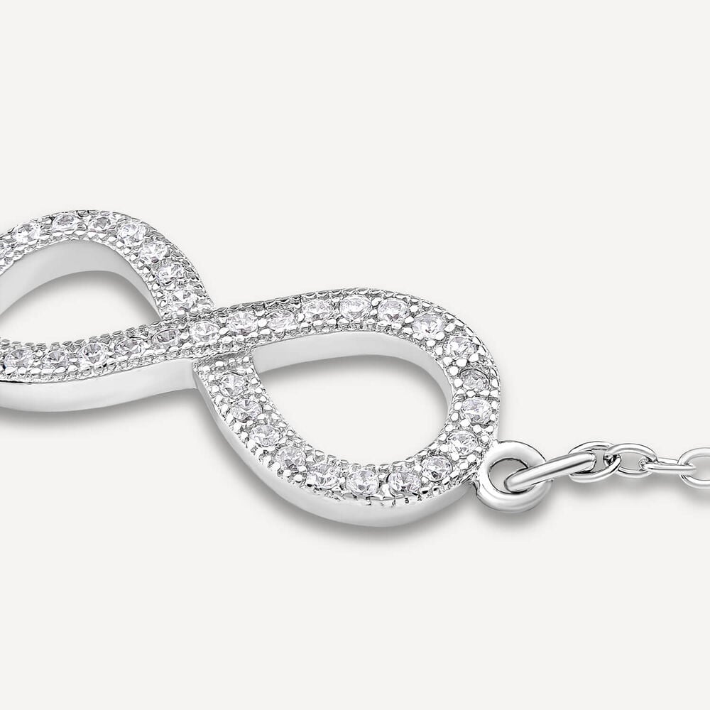Sterling Silver Cubic Zirconia Infinity Chain Bracelet image number 2
