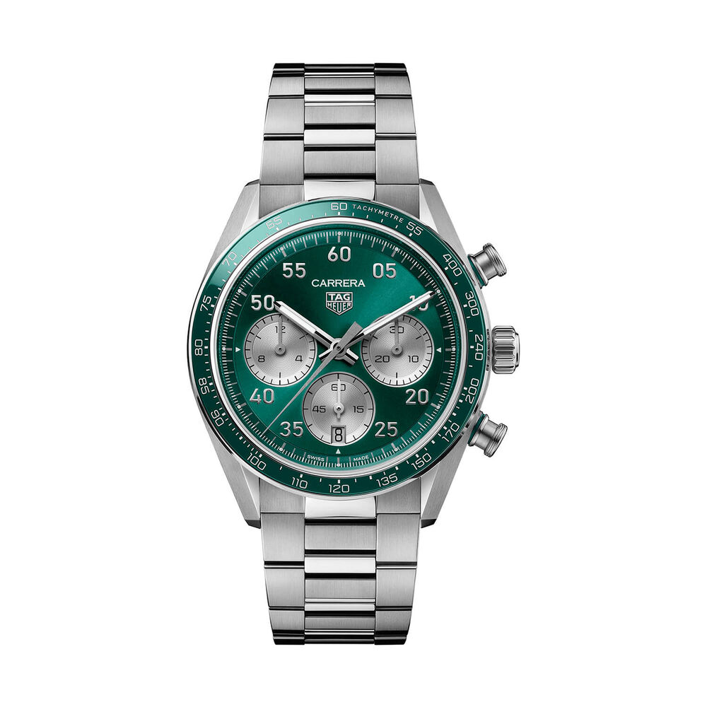 TAG Heuer Carrera Chronograph Sport 42mm Green Dial Steel Bracelet Watch
