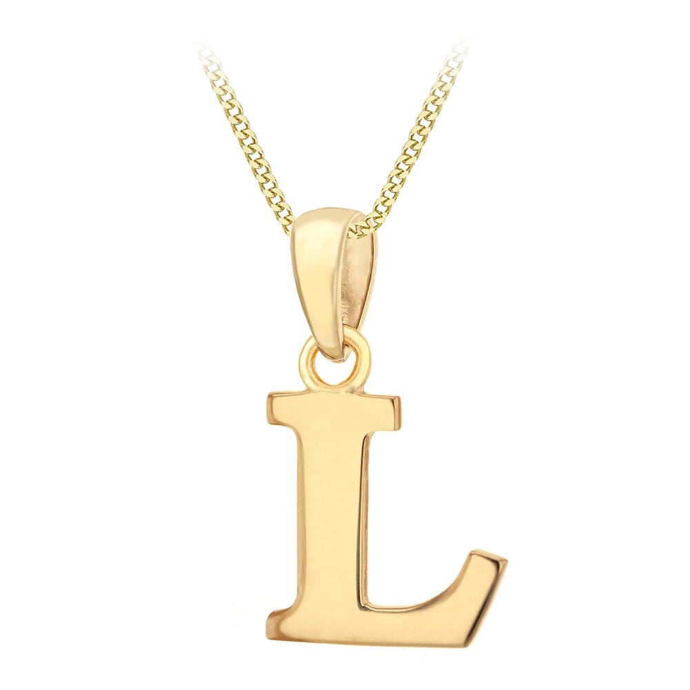 9ct Yellow Gold Plain Initial L Pendant With 16-18' Chain (Chain Included) image number 0