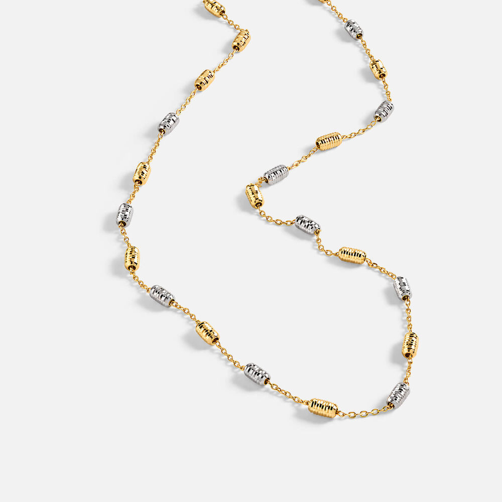 9ct Yellow & White Gold D-Cut Barrel Charms Necklet